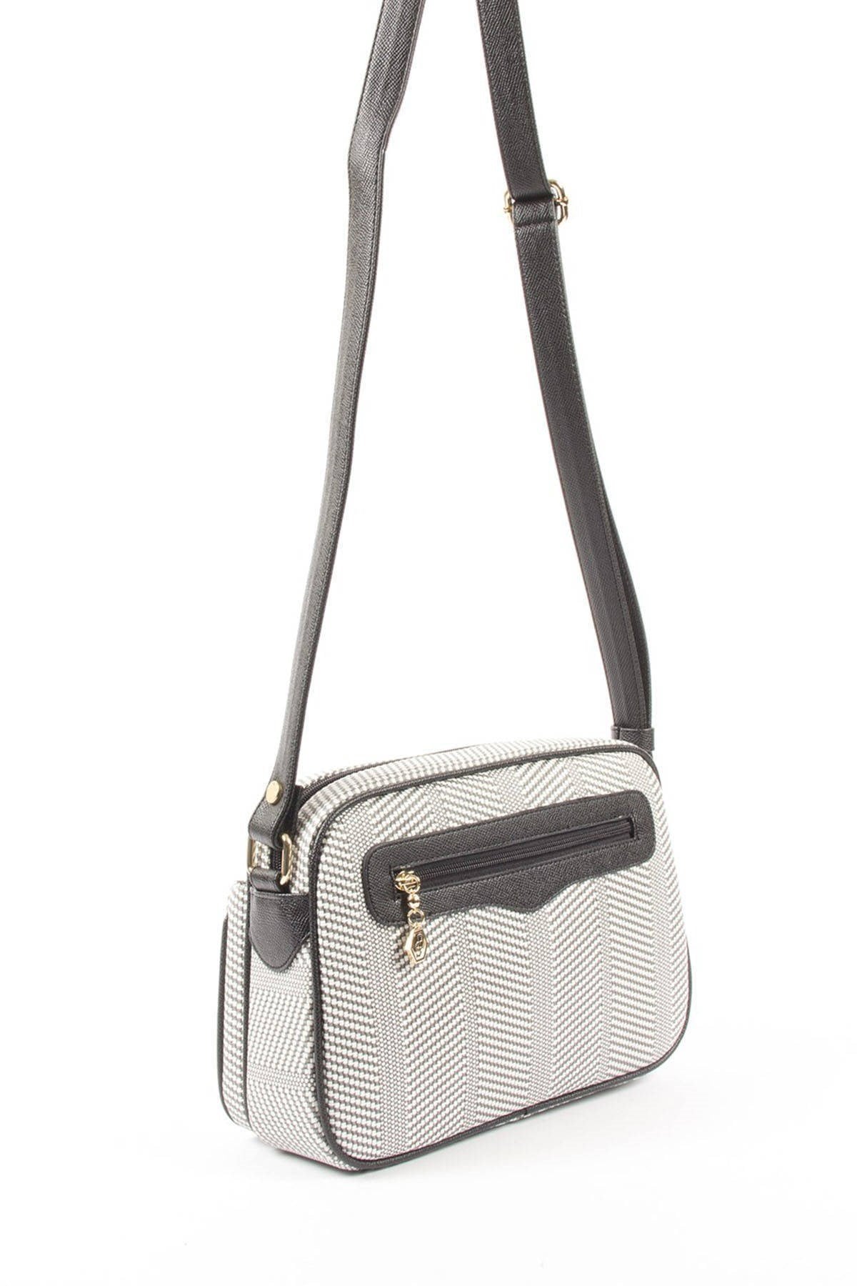 Silver & Polo Siyah Beyaz - Siyah SP491 Kadın Çapraz Çanta