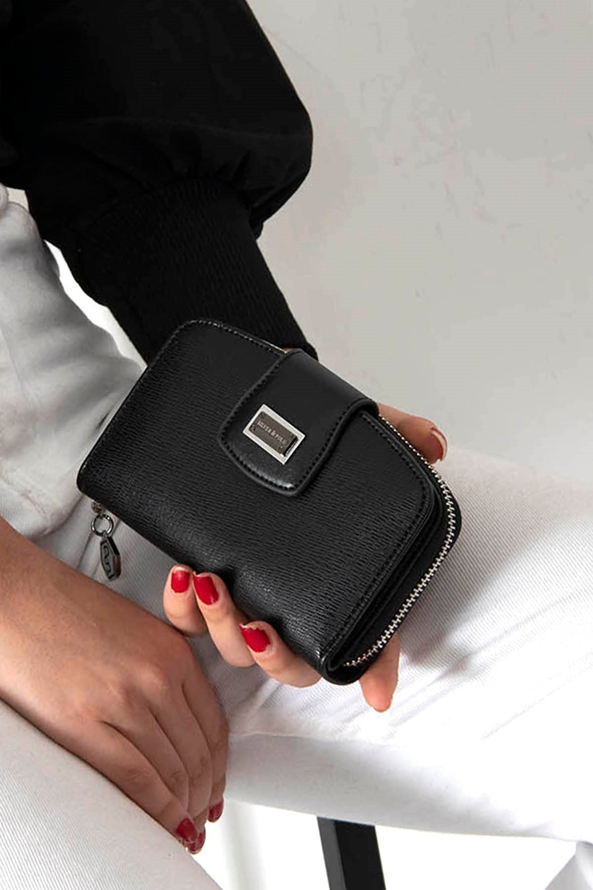 Silver & Polo Siyah - Siyah SP874 Kadın Cüzdan & Kartlık