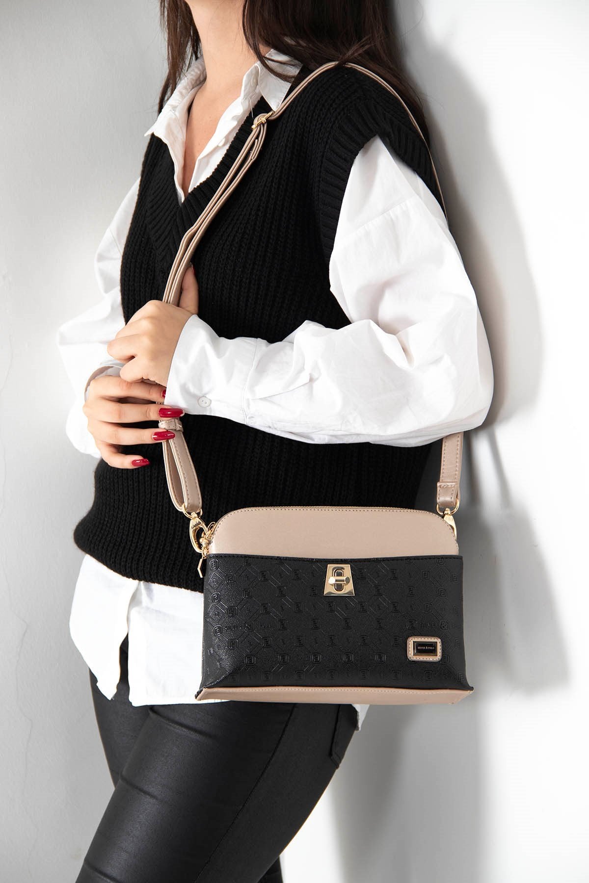 Silver & Polo Siyah - S.nut SP623 Kadın Çapraz Çanta