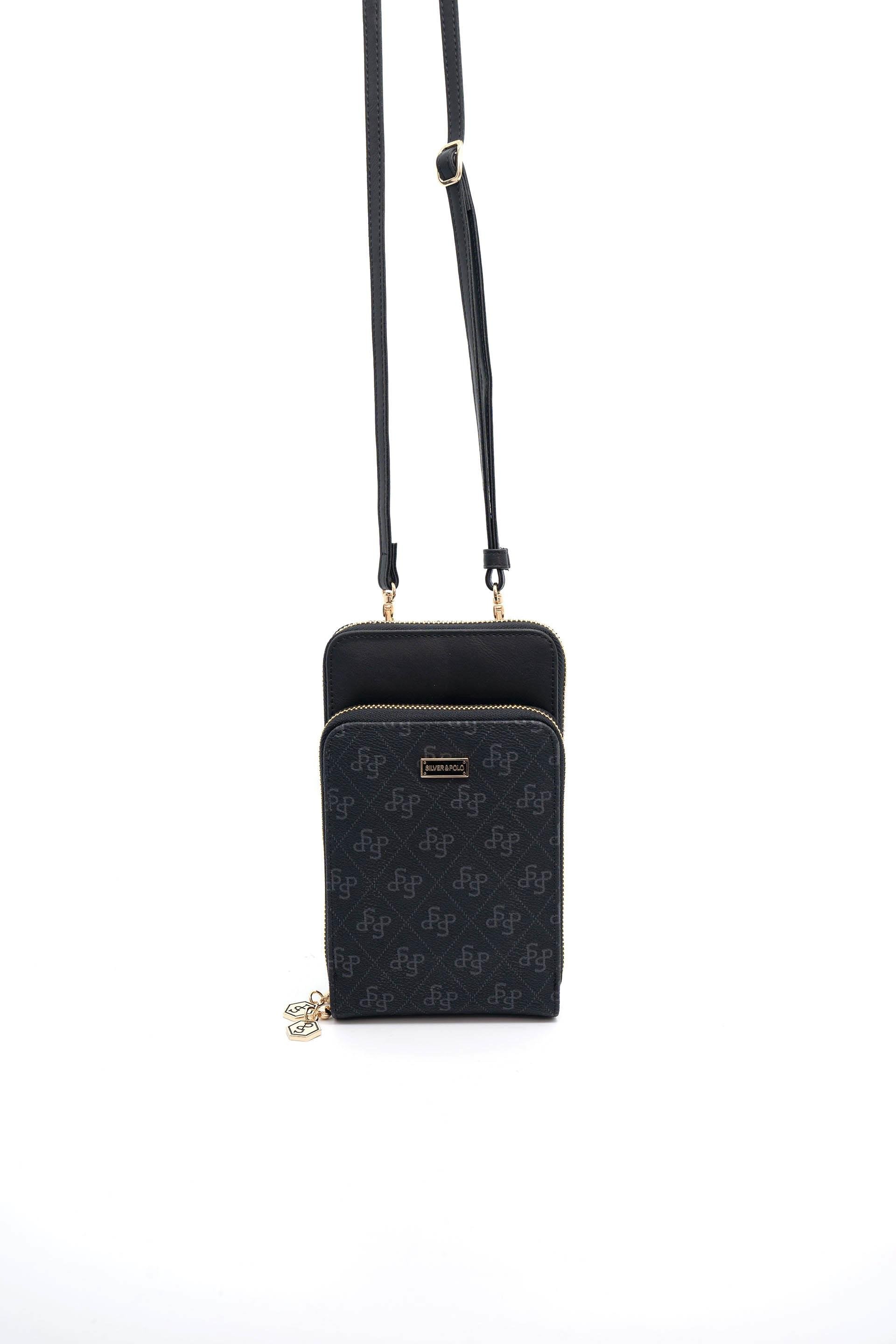 Silver & Polo Siyah SP1011 Kadın Askılı Cüzdanlı Telefon Çantası
