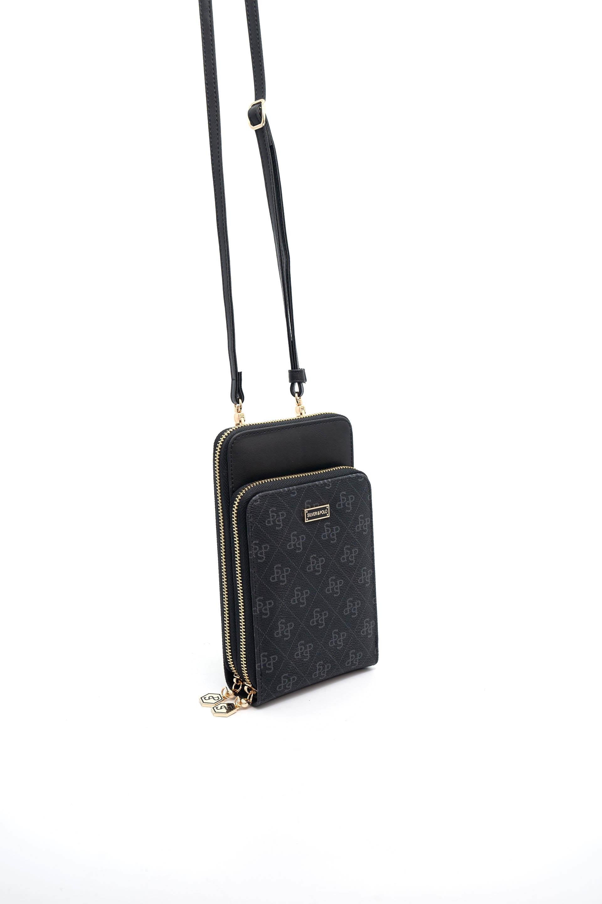 Silver & Polo Siyah SP1011 Kadın Askılı Cüzdanlı Telefon Çantası