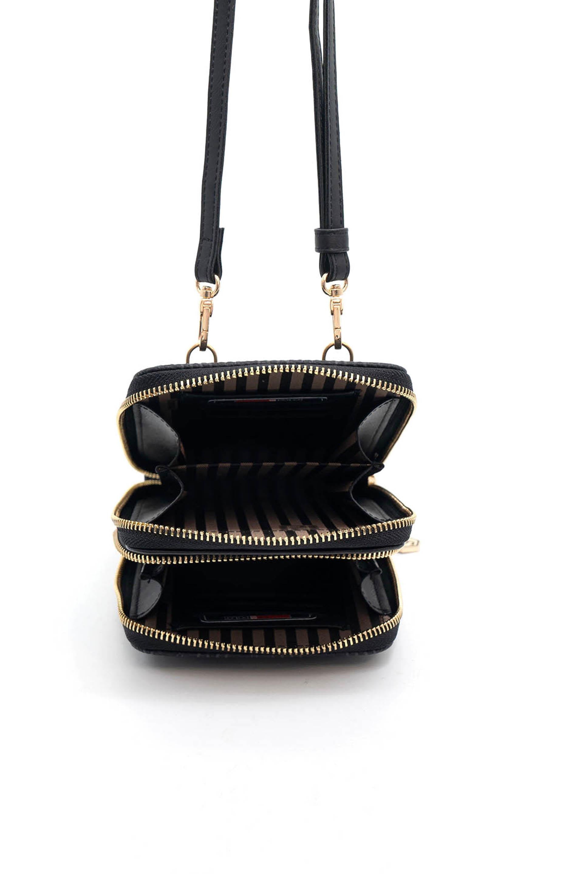 Silver & Polo Siyah SP1011 Kadın Askılı Cüzdanlı Telefon Çantası