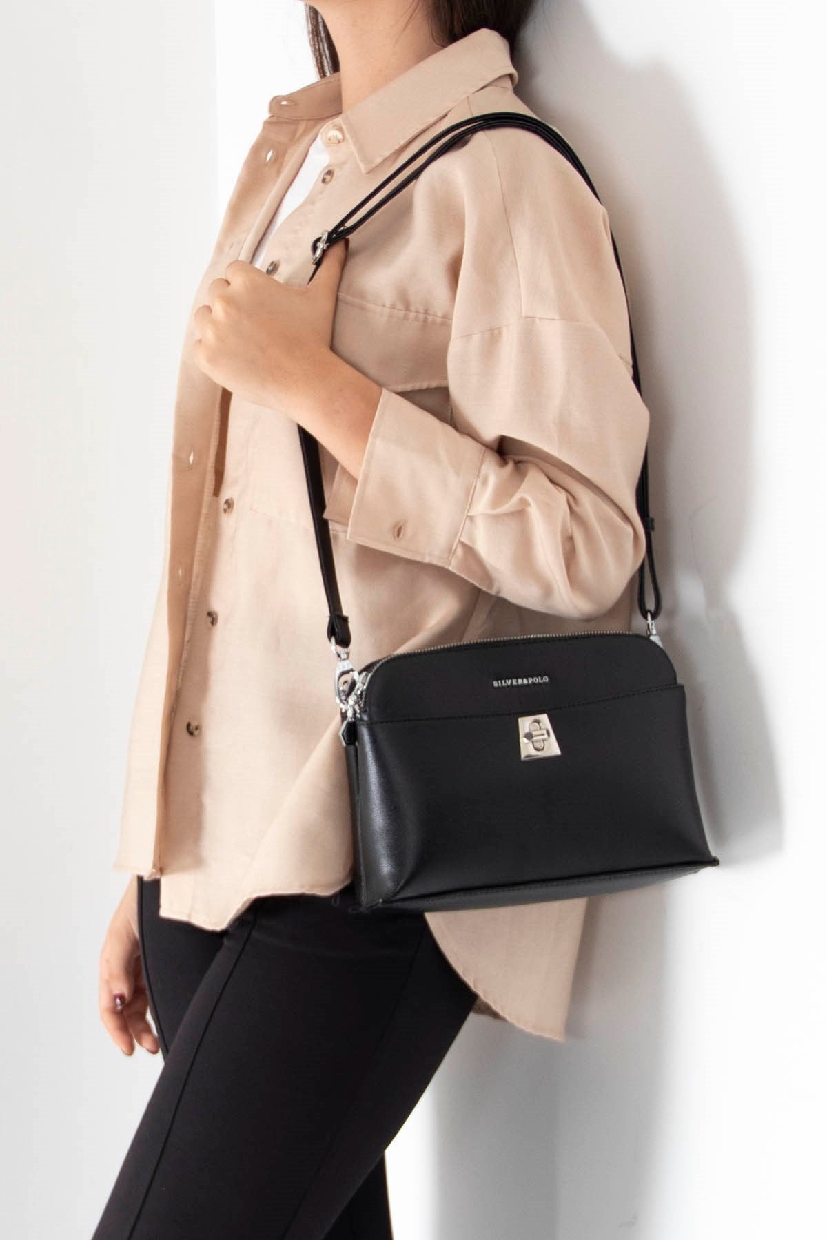 Silver & Polo Siyah - Siyah SP623 Kadın Çapraz Çanta