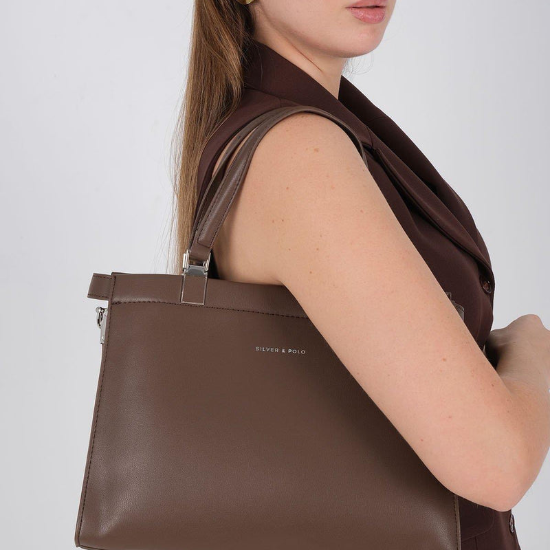 SP1237 Kadın El Çantası Cilt Kahve - Kahve SP1237-M207 - 8