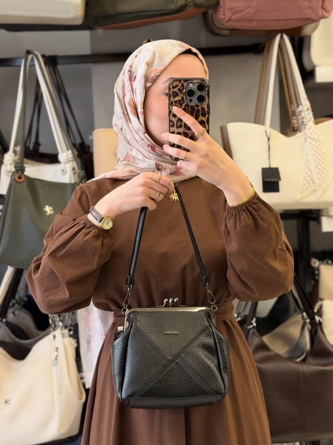Nas Bag Mini Vintage Burslu Klipsli Siyah Kadın Omuz ve Çapraz Çanta - 1423