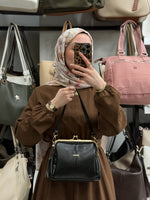 Nas Bag Burslu Klipsli Siyah Vintage Omuz ve Çapraz Çanta - 1432