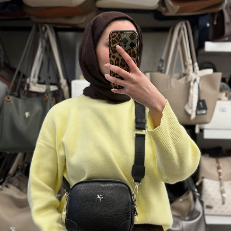 Nas Bag  Siyah Üç Bölmeli Kadın Çapraz Askılı Omuz Çantası - 1468 - 1