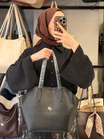 Nas Bag Siyah Yumuşak Dokulu & Çok Bölmeli El ve Omuz Çantası - 1486