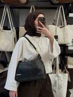Nas Bag Kadın Siyah Şık Örgülü Askılı Omuz ve Çapraz Çanta - 1515