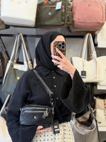Nas Bag 4 Gözlü Siyah Victoria Mini Çapraz Çanta - 1534