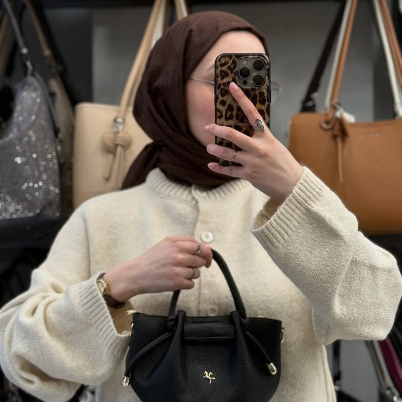 Nas Bag Kadın Mini Büzgülü Şık Siyah Çapraz Çanta - 1542 - 8