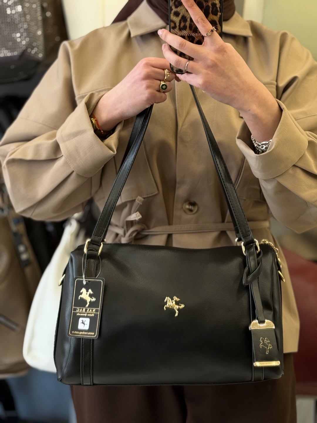 NASBAG Ultra Soft Siyah Calven Omuz Çantası - 1538
