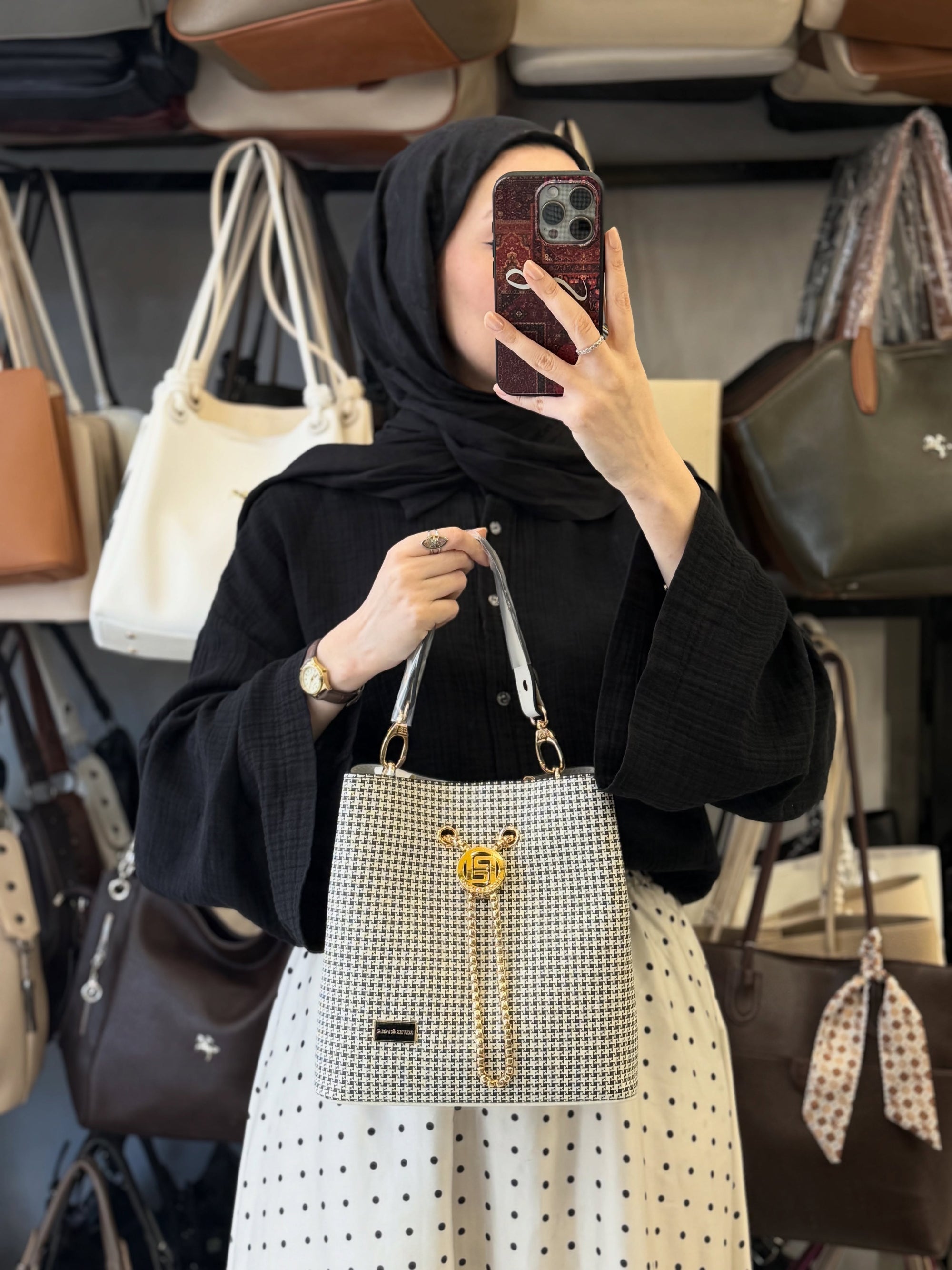 Silver Polo Siyah Ekose Klasik & Modern Mini Kova Çanta - 967