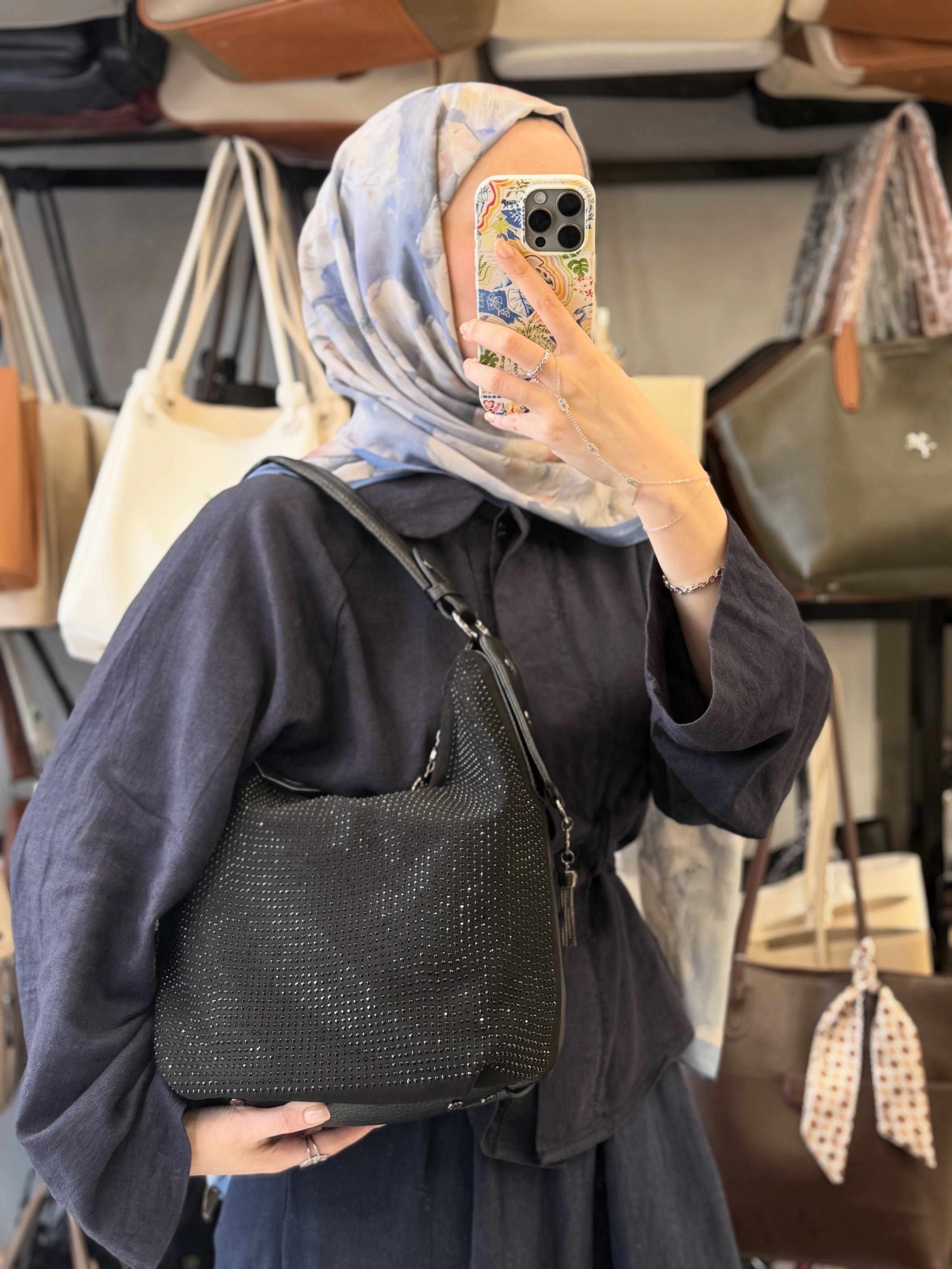 Nas Bag Parıltılı Taş Detaylı Ultra Yumuşak Kadın Omuz Çantası - 1071*