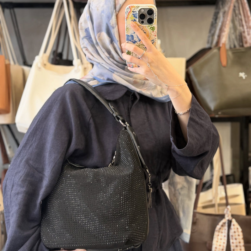 Nas Bag Parıltılı Taş Detaylı Ultra Yumuşak Kadın Omuz Çantası - 1071 - 5