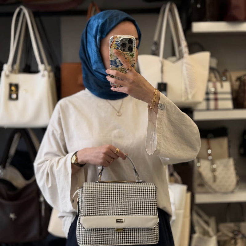 Silver Polo Kazayağı Desenli Bölmeli Kadın El ve Omuz Çantası - SP838 - 3