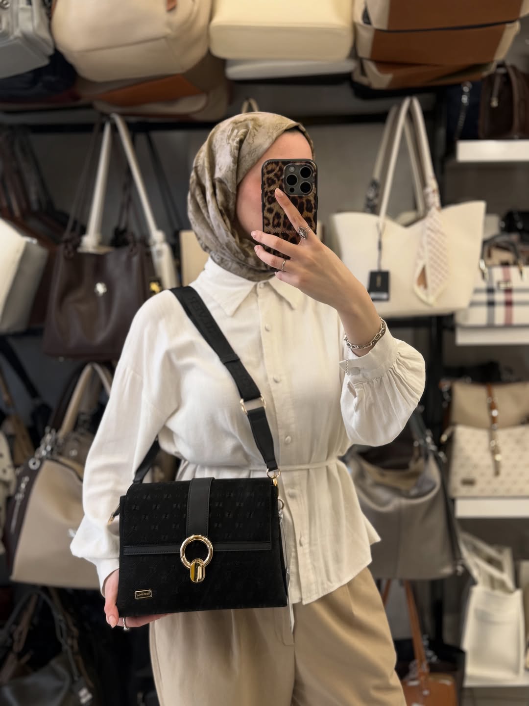Silver Polo Siyah Kazayağı Kadın Çapraz Çanta Logolu - SP1275