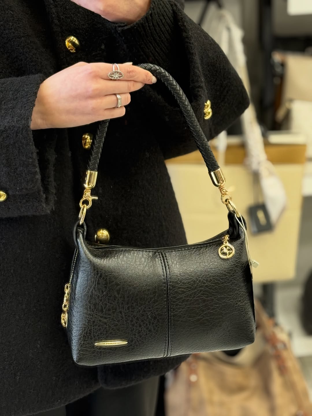 Nas Bag Siyah Lopez Kumaş Kadın Mini Omuz ve Çapraz Çanta - 1469