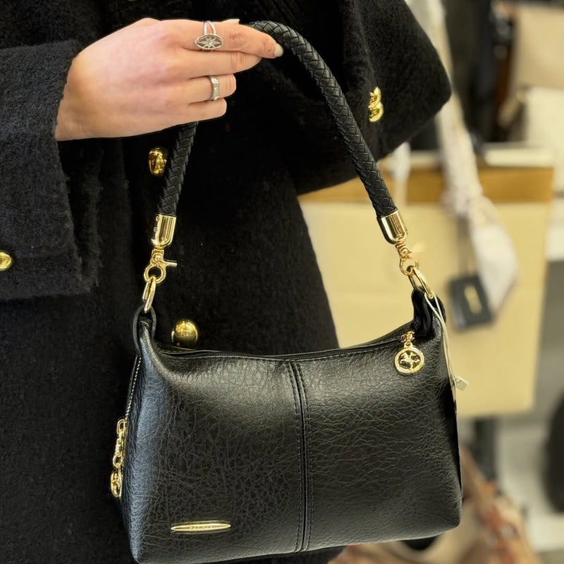 Nas Bag Siyah Victoria Kumaş Kadın Mini Omuz ve Çapraz Çanta - 1469 - 10