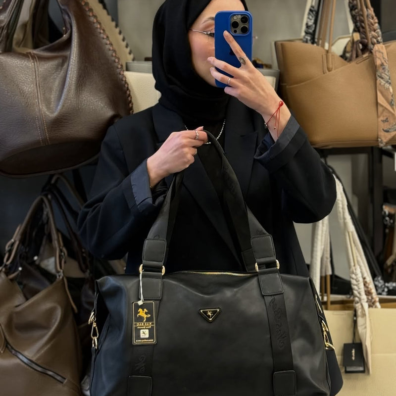Nas Bag Siyah Nero Kumaş Büyük Boy Kadın Seyahat Çantası - 1195 - 2