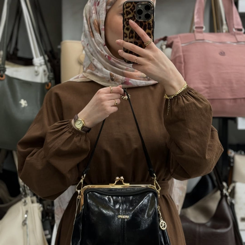 Nas Bag Burslu Klipsli Vintage Omuz ve Çapraz Çanta - 1432 - 54
