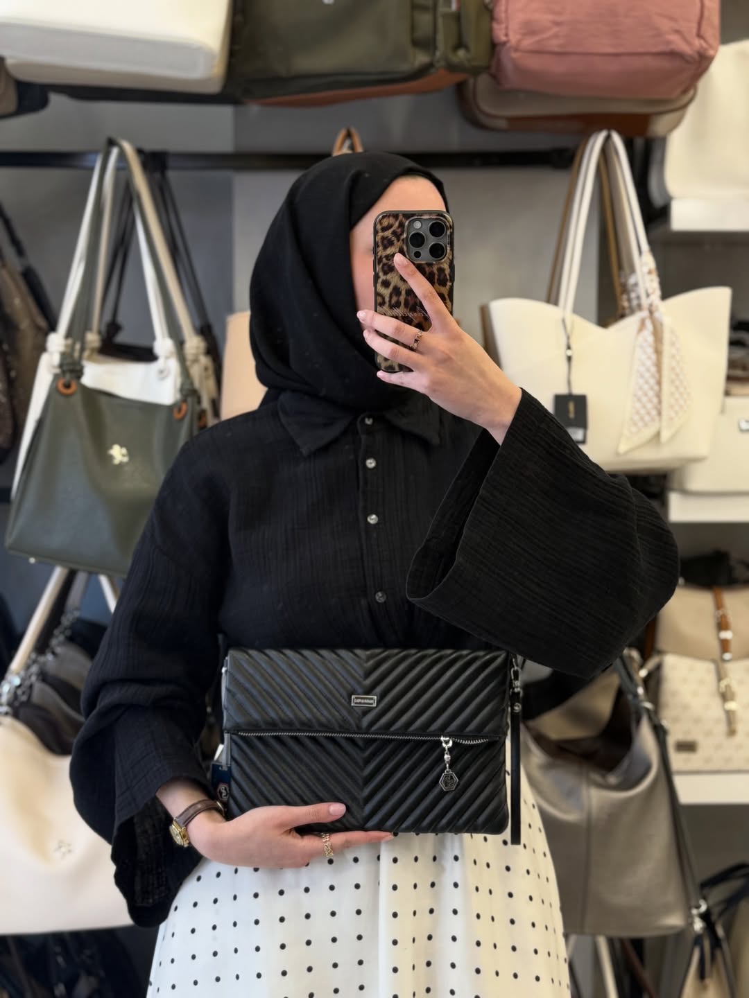 Silver & Polo Siyah Rengi Kapitone Detaylı Clutch & Omuz Çantası - SP1134