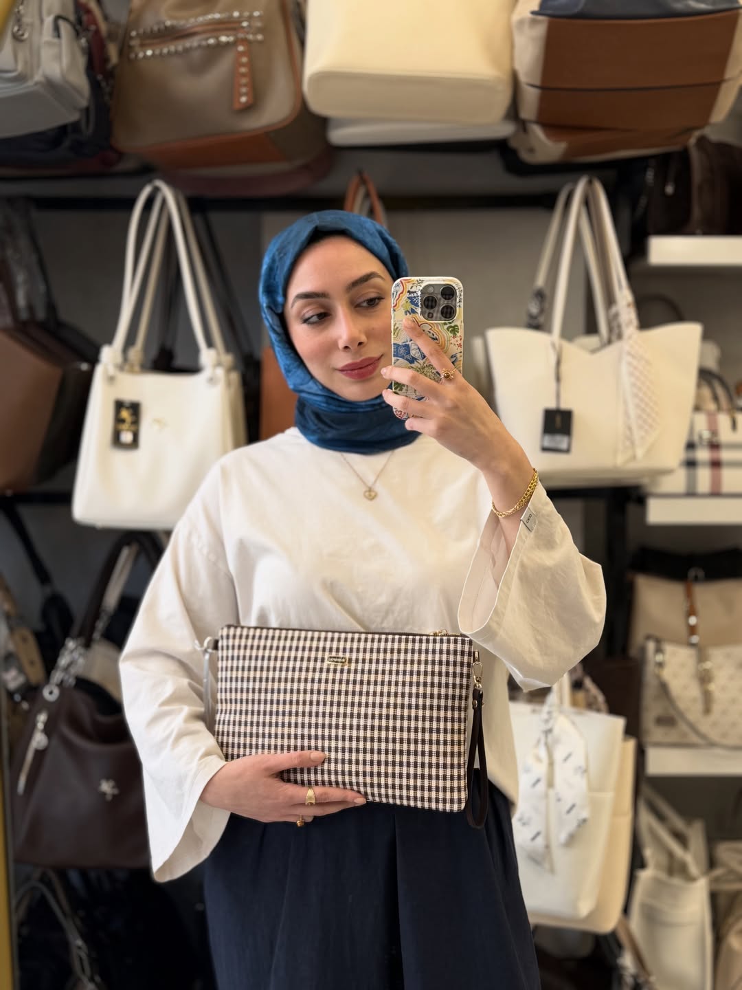 Silver Polo Kahverengi Ekose Kadın Portföy & Clutch - SP1034