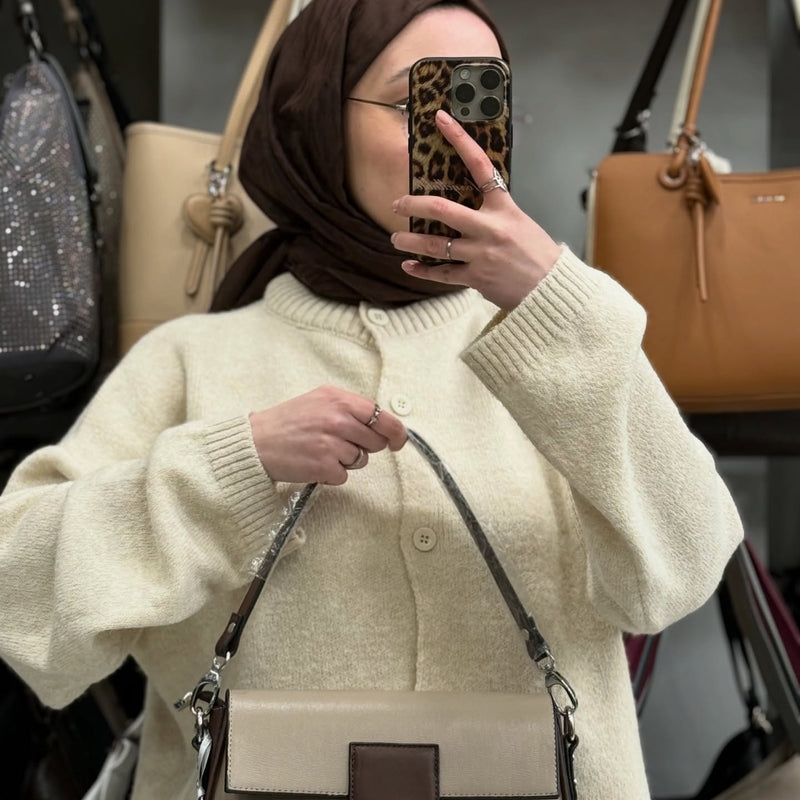 Silver Polo Bej Kahve Rugan Detaylı Kadın Çantası - SP1179