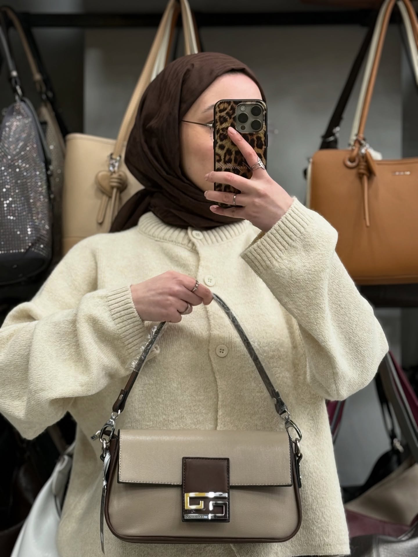 Silver Polo Bej Kahve Rugan Detaylı Kadın Çantası - SP1179