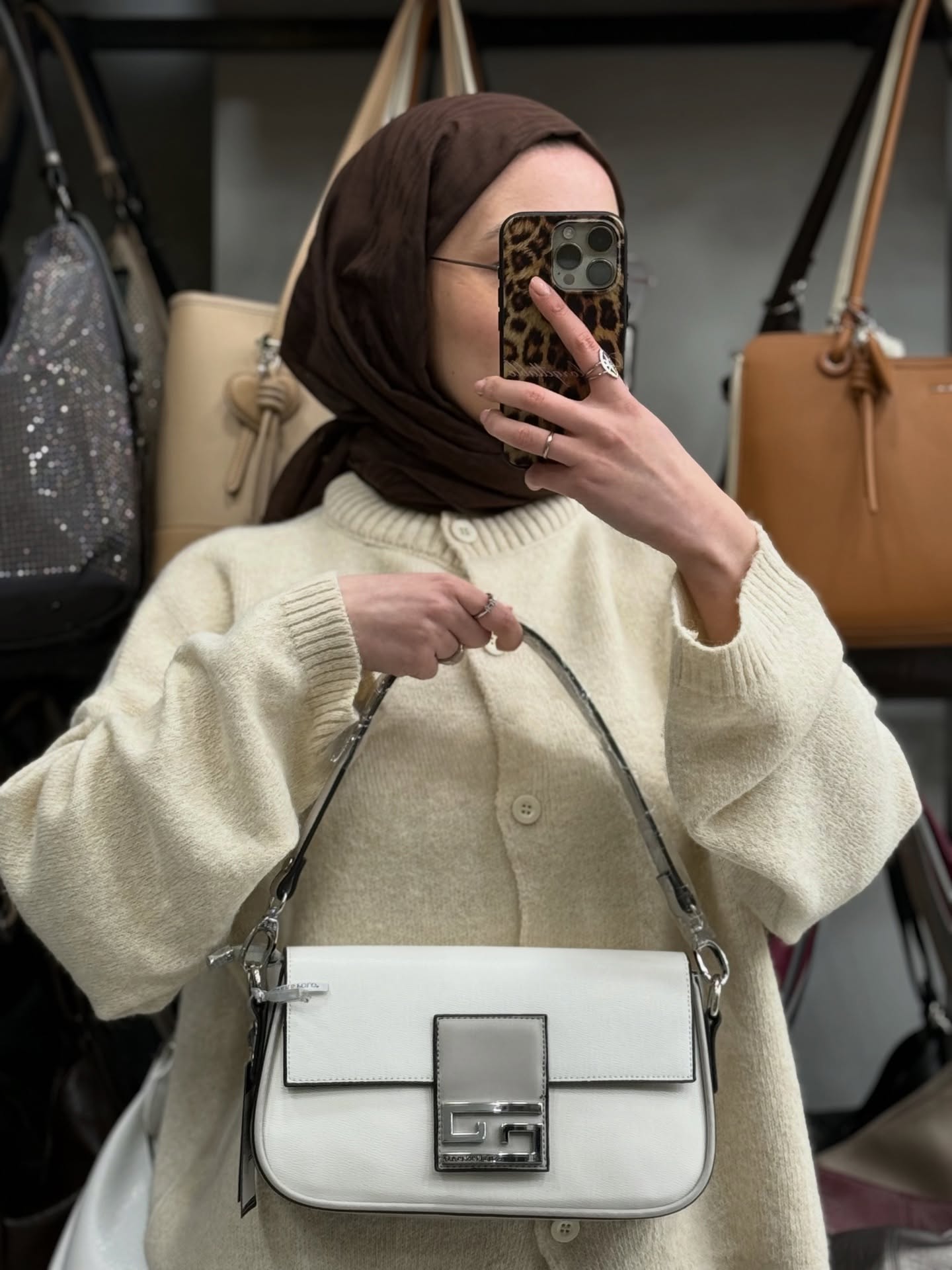 Silver Polo Beyaz Gri Rugan Detaylı Kadın Çantası - SP1179