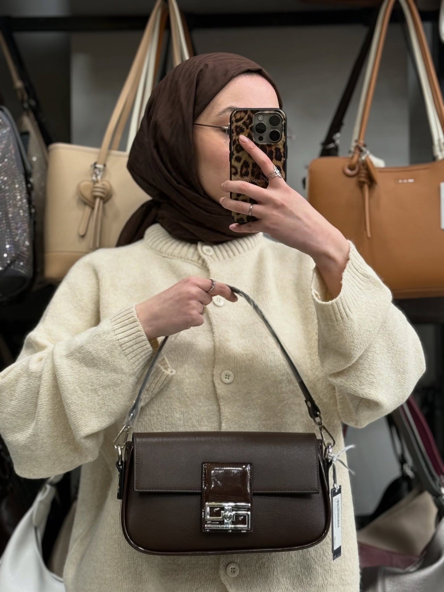 Silver Polo Kahve Rugan Detaylı Kadın Çantası - SP1179