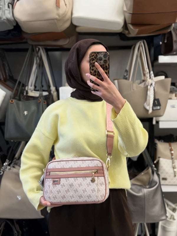 Silver & Polo Pembe Monogram Kadın Çapraz Çanta - SP1280
