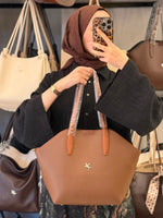 Nas Bag Taba Yumuşak Dokulu & Çok Bölmeli El ve Omuz Çantası - 1486