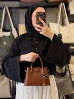 Nas Bag Özel Charmlı Çok Bölmeli Taba El ve Omuz Çantası - 1539