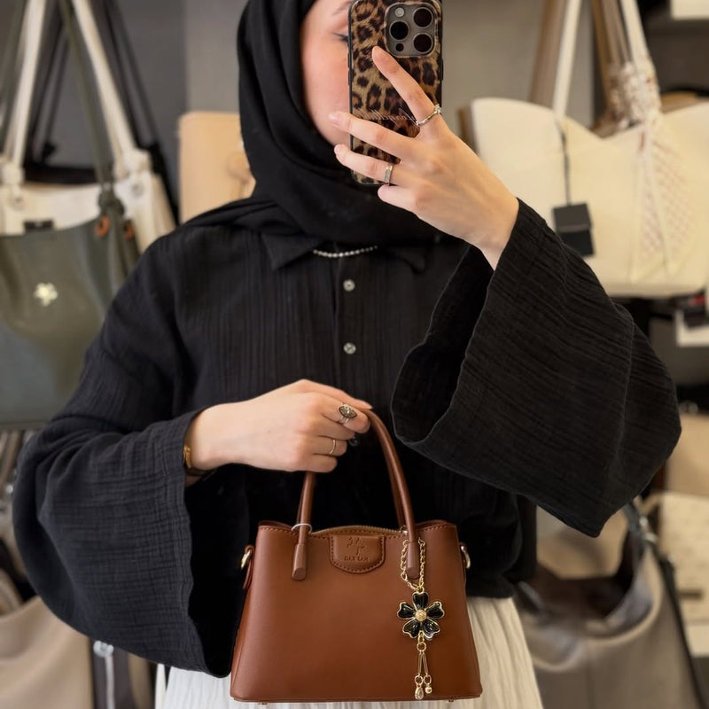 Nas Bag Özel Charmlı Çok Bölmeli Taba El ve Omuz Çantası - 1539 - 9