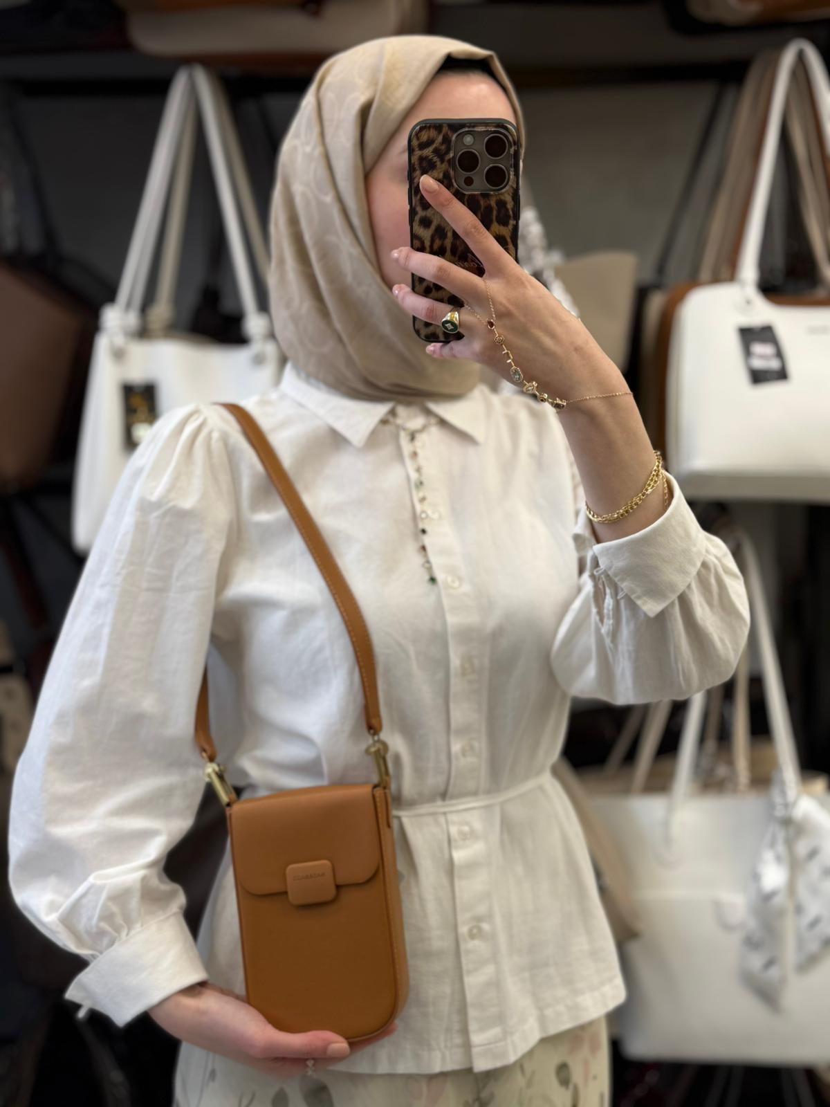 NASBAG Özel Seri - Çok Bölmeli Deri Taba Telefon Çantası - NS26032