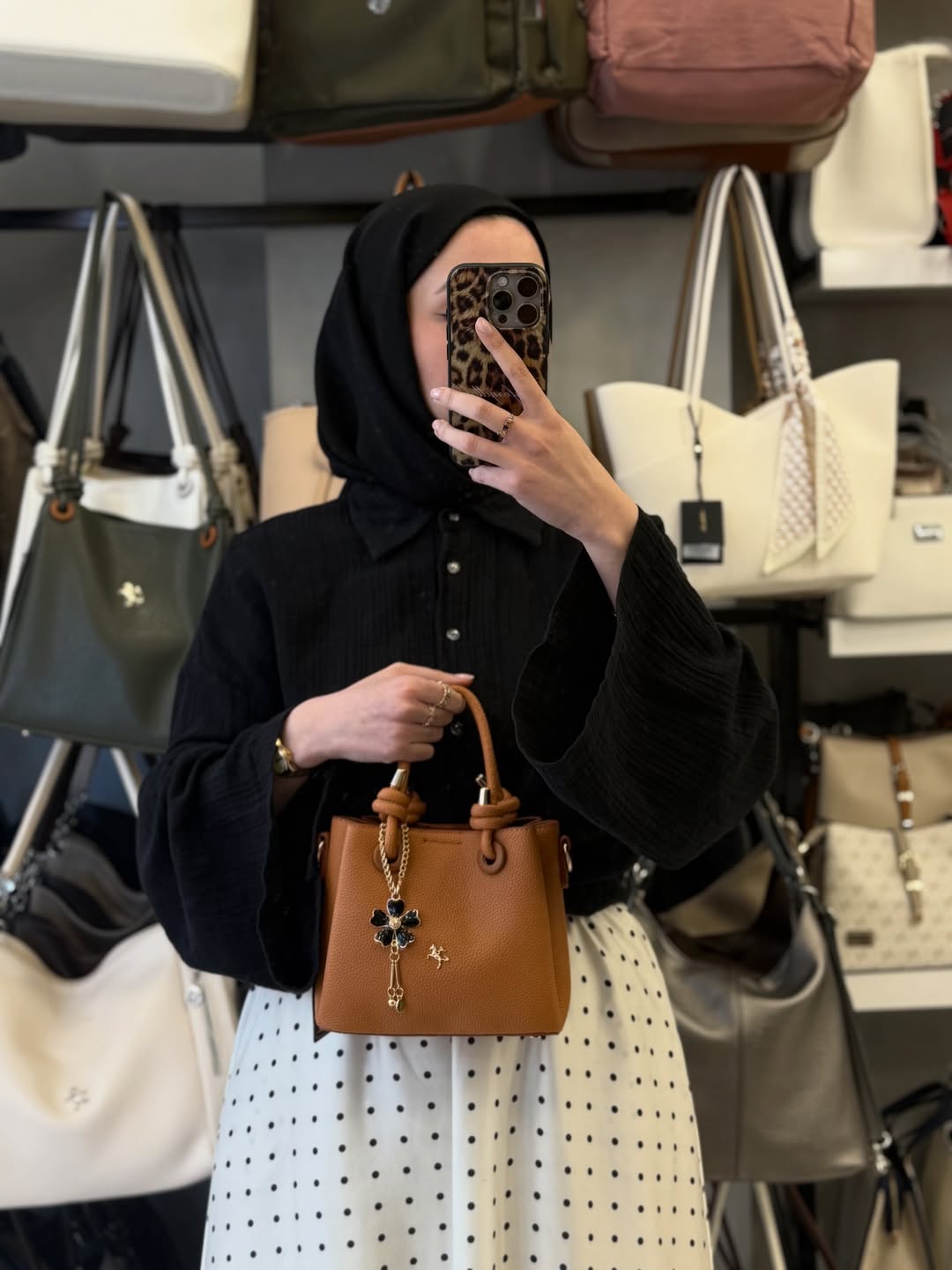 Nas Bag Kadın Charmlı Kahve Taba Mini El ve Çapraz Çanta - 1498