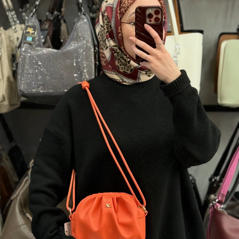 NASBAG Yumuşacık Dokulu Büzgülü Kadın El ve Çapraz Omuz Çantası - 1255 - 12