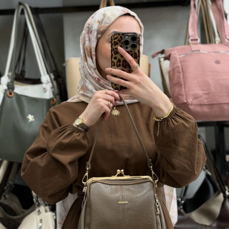 Nas Bag Burslu Klipsli Vizon Vintage Omuz ve Çapraz Çanta - 1432 - 3