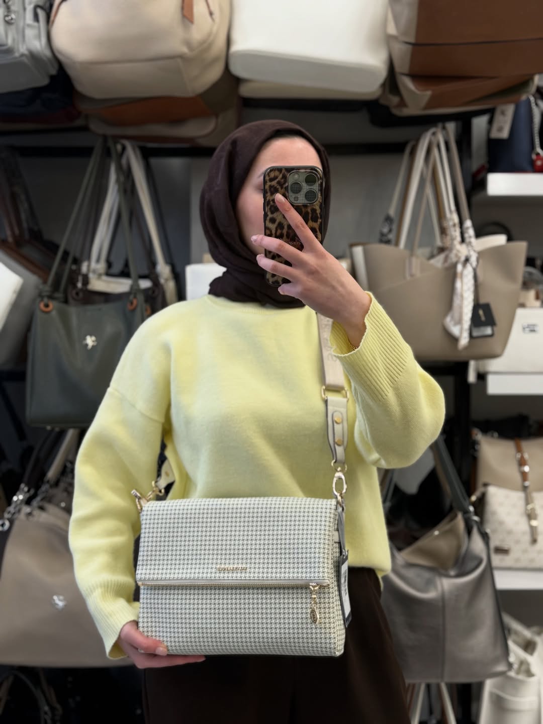 Silver & Polo Kadın Yeşil Kazayağı Desen Çapraz Çanta - SP963