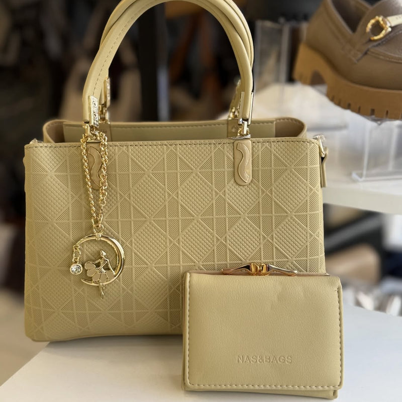 NASBAG Cüzdan Hediyeli Baklava Desenli El ve Omuz Çantası - NS26024 - 5