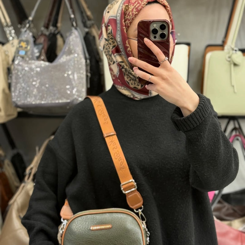 NASBAG Yumuşak Dokulu Çift Fermuarlı Kompakt Kadın Çapraz Omuz Çantası -  1506 - 6